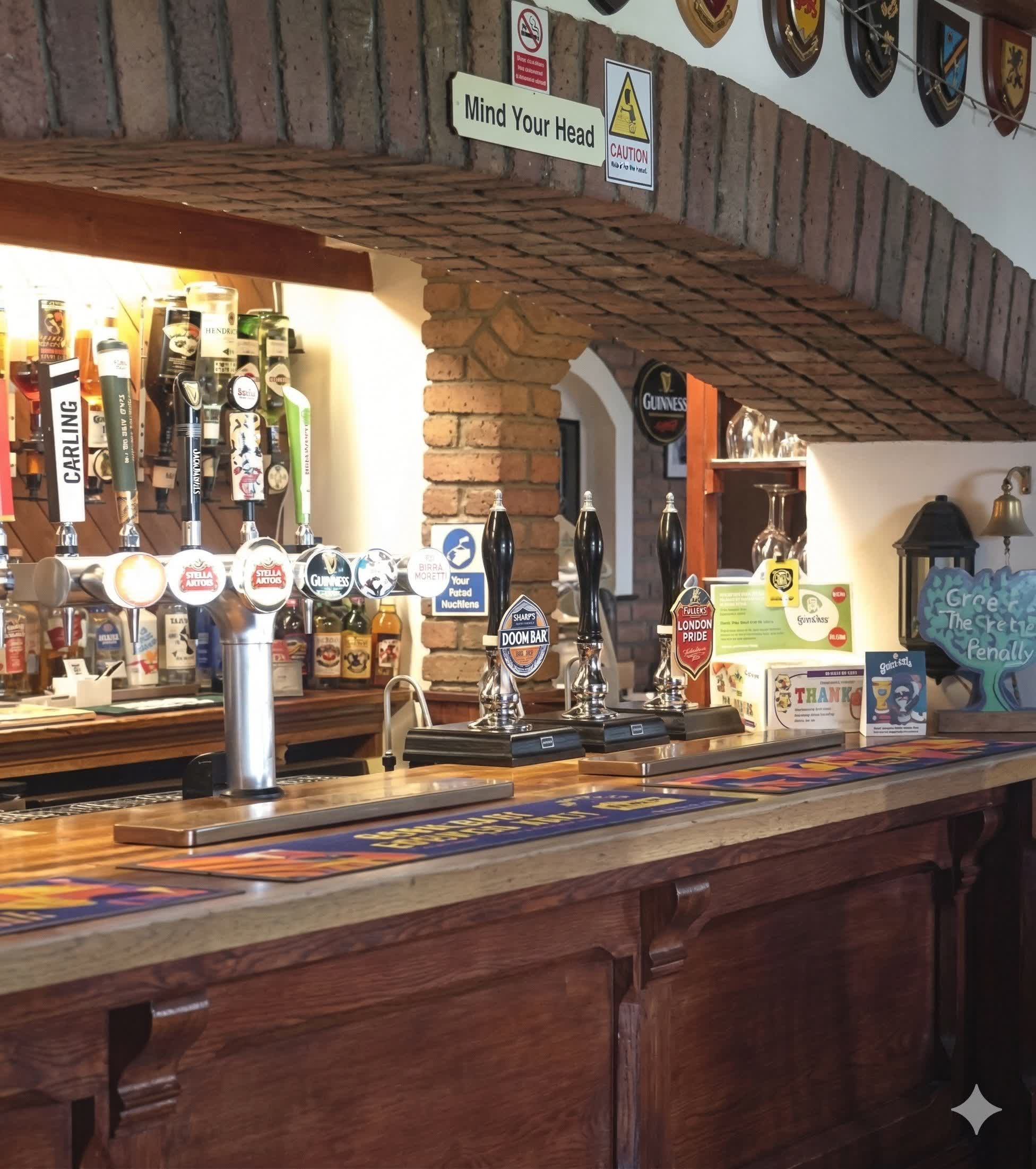 Real ales on tap at The Cross Inn bar